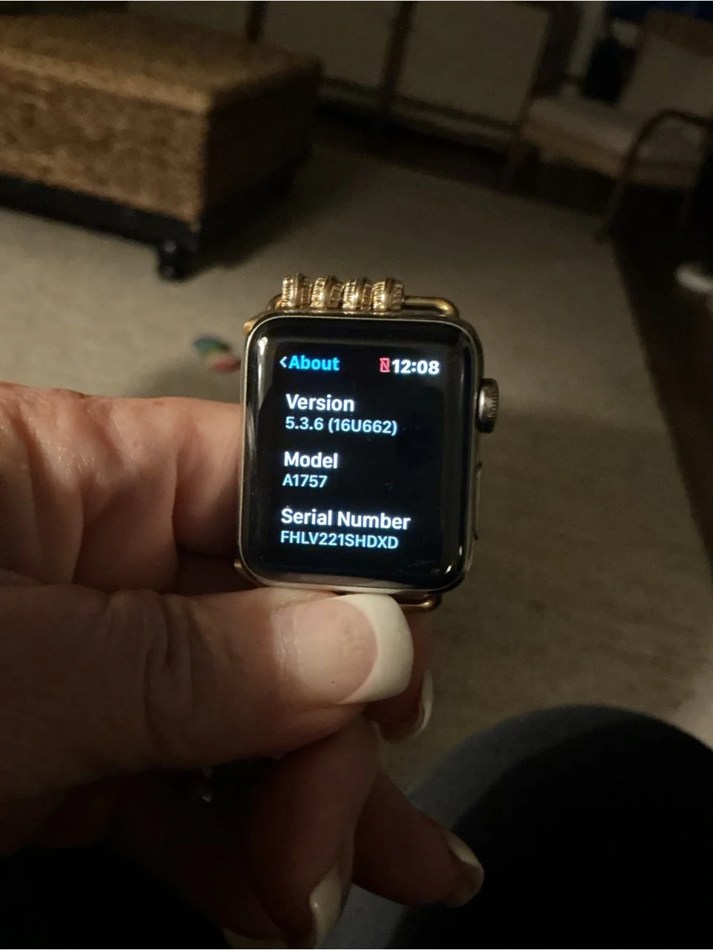 Apple Watch series 2 with Beige and Gold Beaded Band